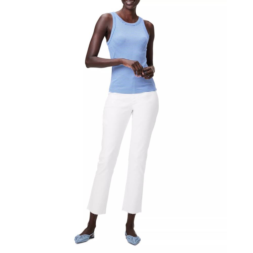NIC+ZOE Women Blue Striped Cotton Rib Knit Nautical High Neck Tank Top Size M - Picture 4 of 7